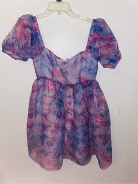 Sugar Thrillz Purple and Pink Cupid Puff Sleeve Dress